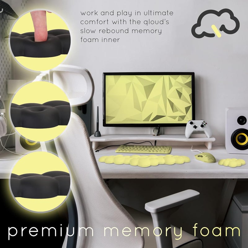 Create-ables Qloud Cloud Wrist Rest Keyboard Wrist Rest for Computer Keyboard Pad, Cloud Keyboard Wrist Rest, Wrist Pad for Keyboard, Memory Foam, Non Slip Base, Comes with Mouse Pad - Yellow - Image 5